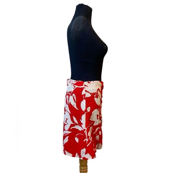 Vintage Silk Red & White Floral Mini Skirt With Buttons - Picture 12 of 16